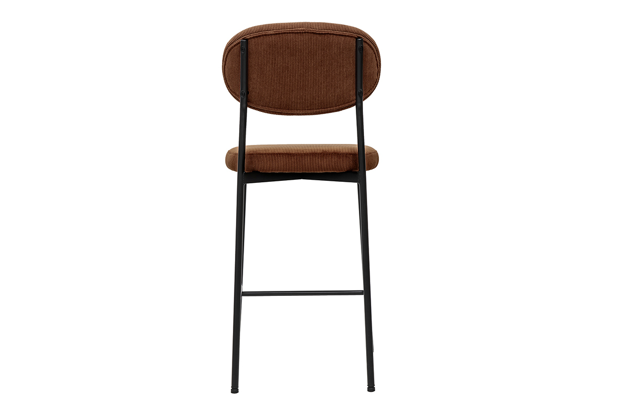 Sgabelli da bar fissi in velluto a coste terra bruciata H65 cm (set di 2) BREKA