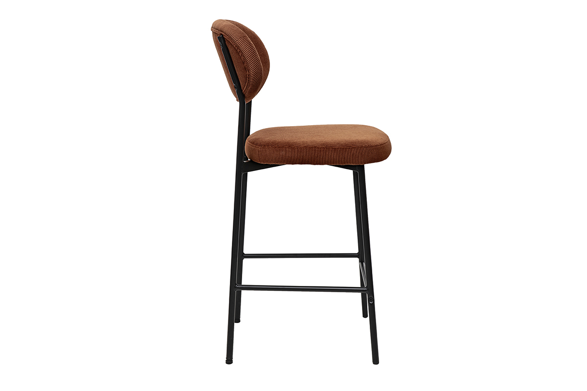 Sgabelli da bar fissi in velluto a coste terra bruciata H65 cm (set di 2) BREKA