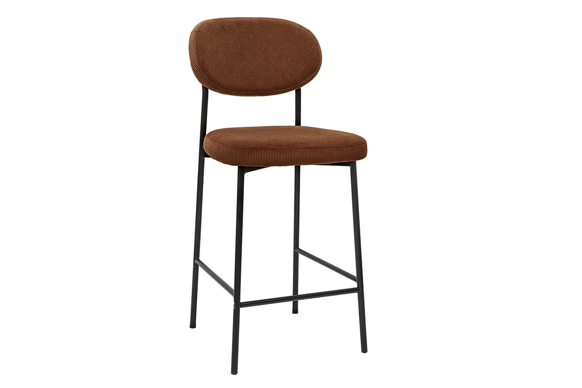 Sgabelli da bar fissi in velluto a coste terra bruciata H65 cm (set di 2) BREKA
