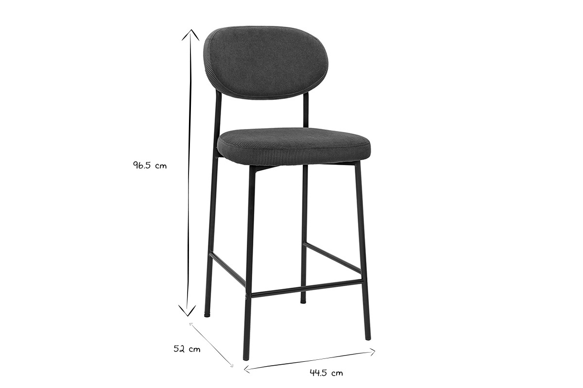 Sgabelli da bar fissi in velluto a coste terra bruciata H65 cm (set di 2) BREKA