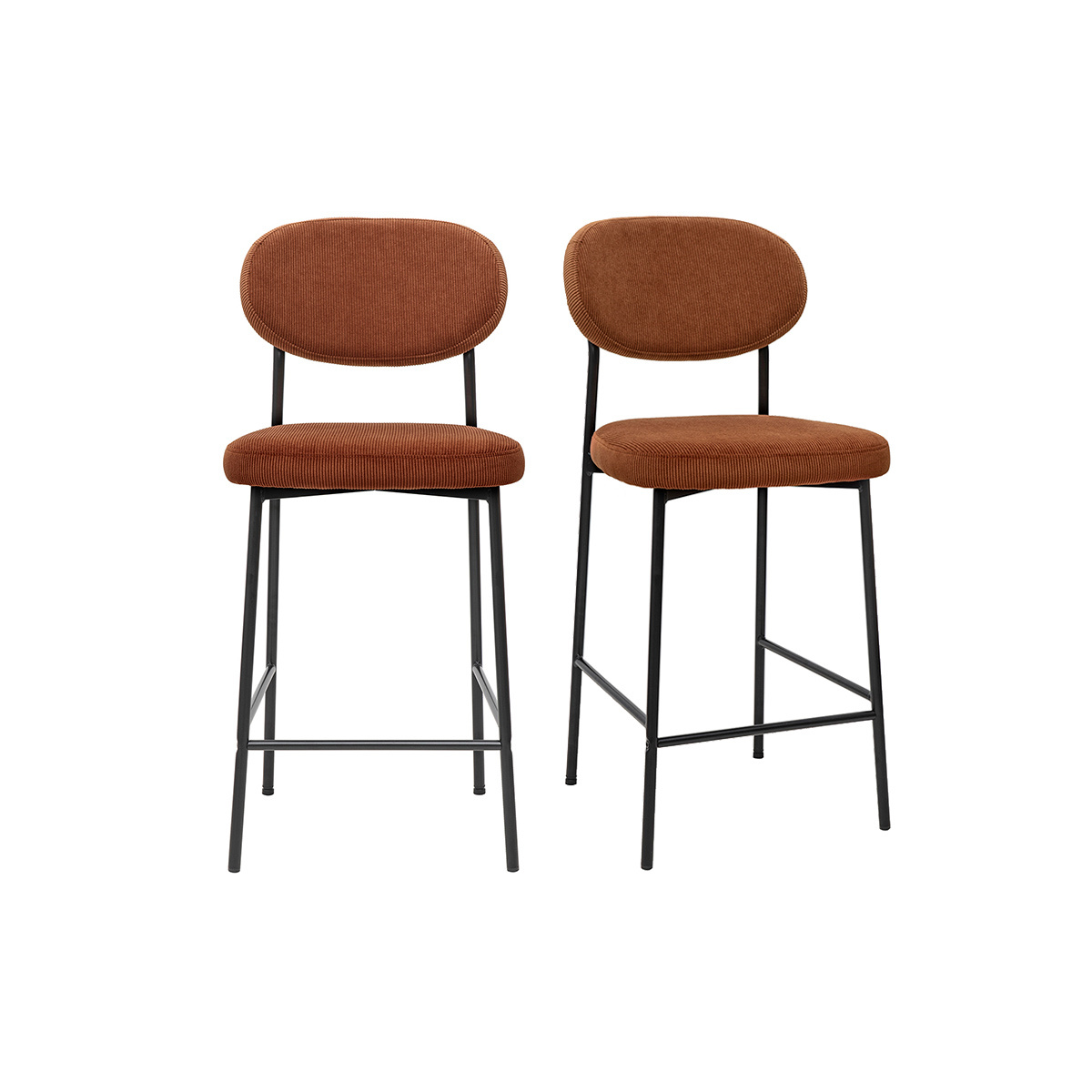 Sgabelli da bar fissi in velluto a coste terra bruciata H65 cm (set di 2) BREKA