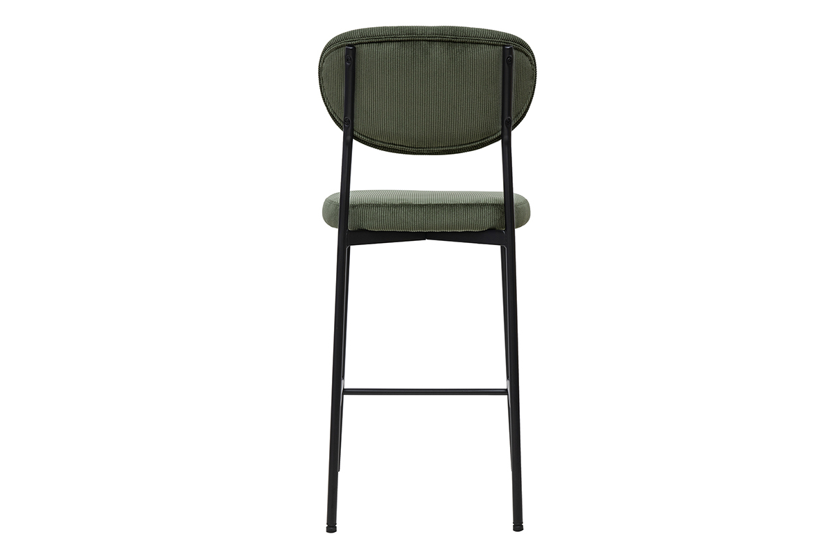 Sgabelli da bar fissi in velluto a coste verde kaki H65 cm (set di 2) BREKA