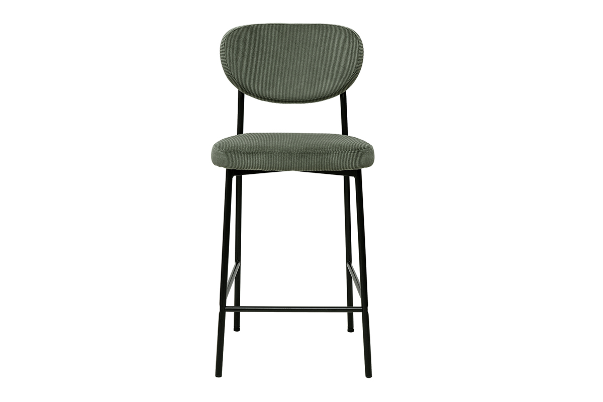 Sgabelli da bar fissi in velluto a coste verde kaki H65 cm (set di 2) BREKA