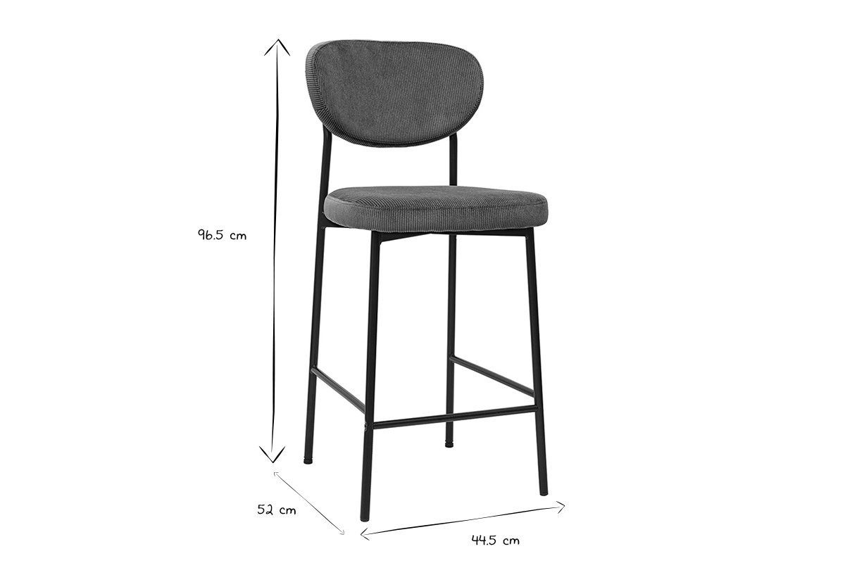 Sgabelli da bar fissi in velluto a coste verde kaki H65 cm (set di 2) BREKA