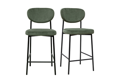 Sgabelli da bar fissi in velluto a coste verde kaki H65 cm (set di 2) BREKA