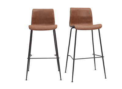 Sgabelli da bar fissi marrone look anticato e metallo nero H75 cm (set di 2) HAROLD