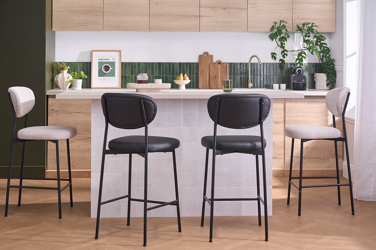 Sgabelli da bar fissi neri H65 cm (set di 2) BREKA