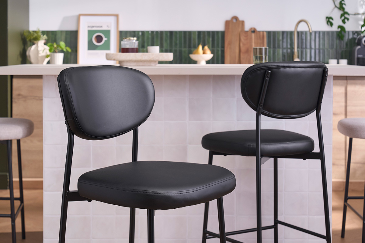 Sgabelli da bar fissi neri H65 cm (set di 2) BREKA