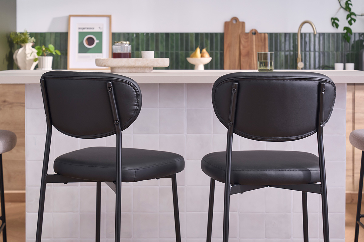 Sgabelli da bar fissi neri H65 cm (set di 2) BREKA