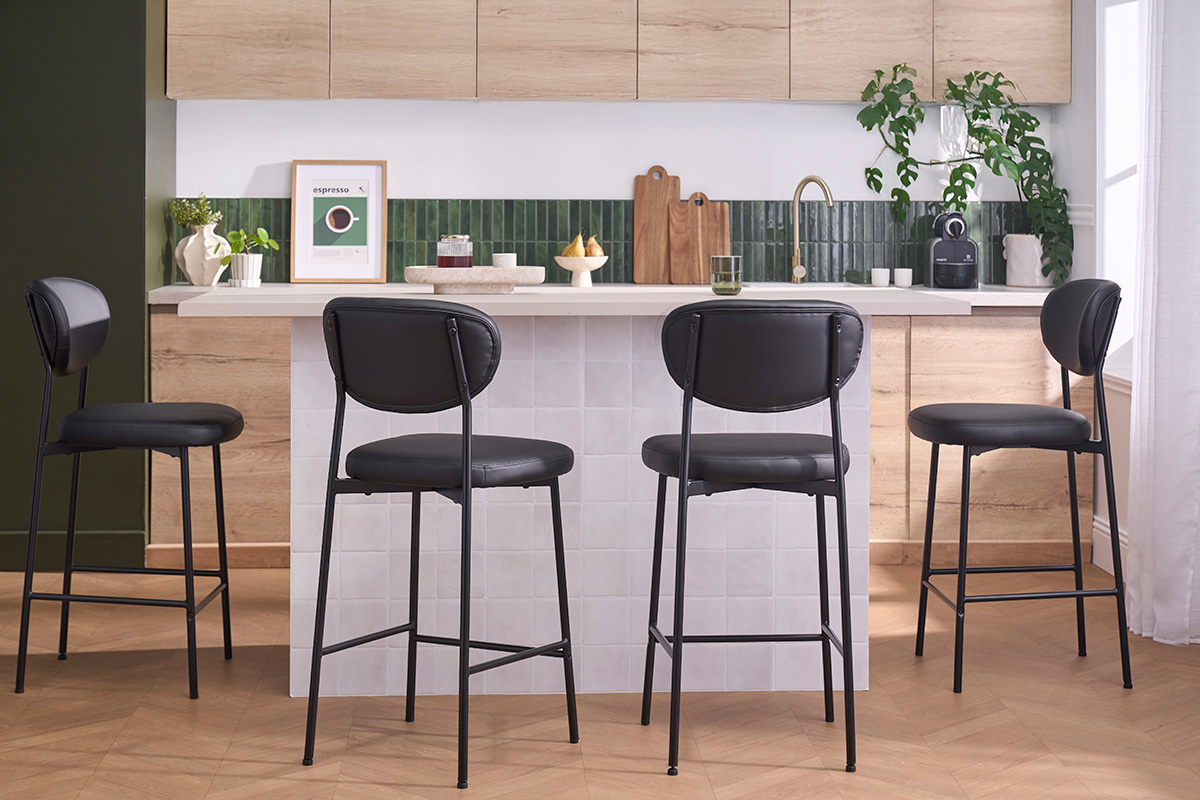 Sgabelli da bar fissi neri H65 cm (set di 2) BREKA