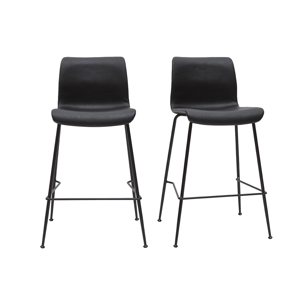 Sgabelli da bar fissi nero look anticato e metallo nero H65 cm (set di 2) HAROLD