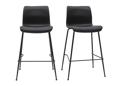 Sgabelli da bar fissi nero look anticato e metallo nero H65 cm (set di 2) HAROLD