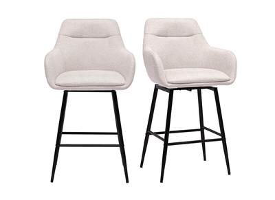 Sgabelli da bar girevoli 360° in tessuto effetto velluto beige e metallo H65.5 cm (set di 2) ALESS