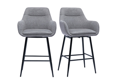 Sgabelli da bar girevoli 360° in tessuto effetto velluto grigio e metallo H65.5 cm (confezione da 2) ALESS