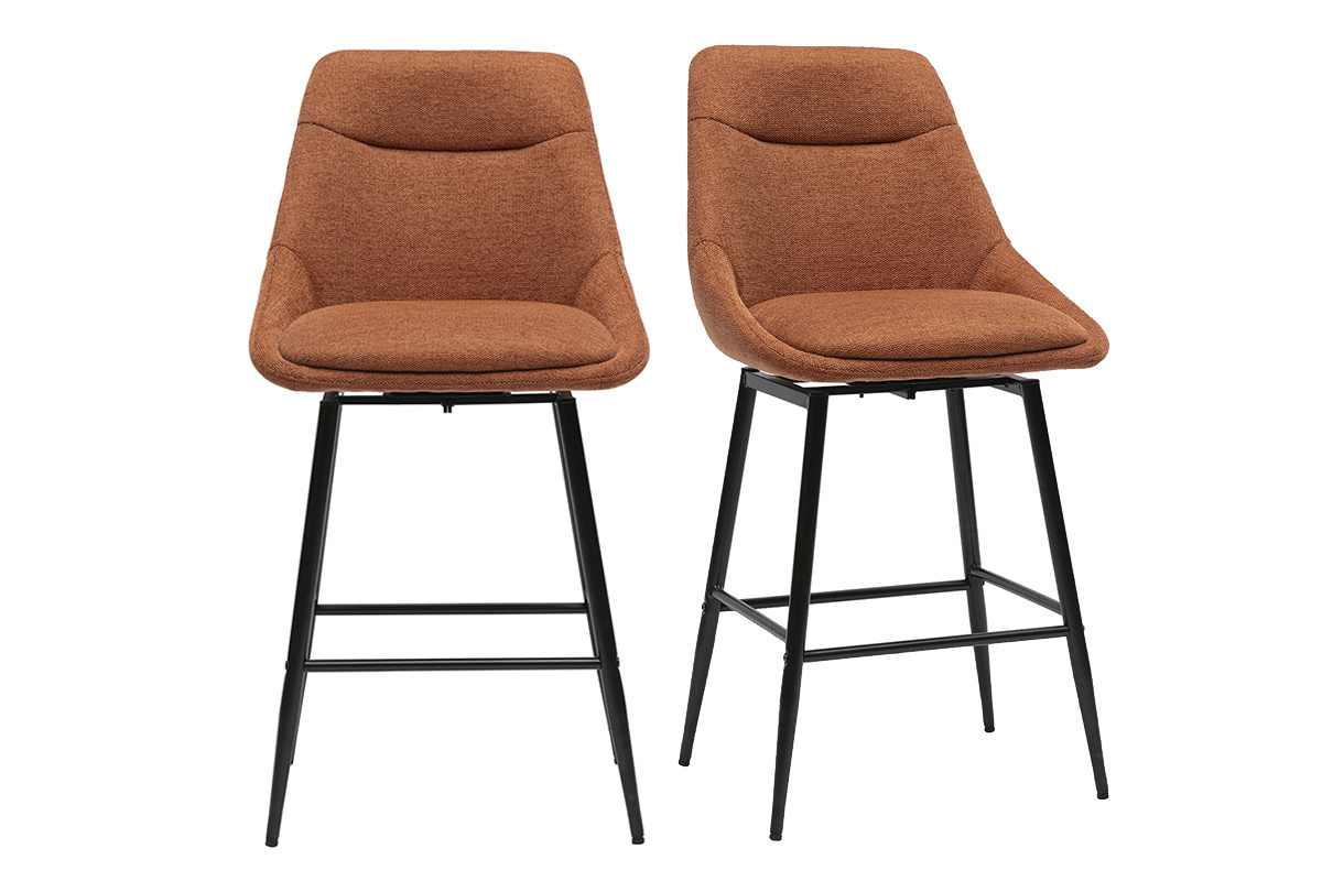 Sgabelli da bar girevoli 360 in tessuto effetto velluto testurizzato terra bruciata e metallo H66 cm (set di 2) ALESS