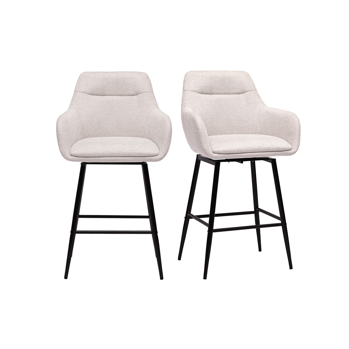 Sgabelli da bar girevoli 360° in tessuto effetto velluto beige e metallo H65.5 cm (set di 2) ALESS