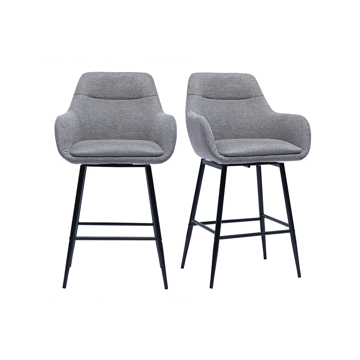 Sgabelli da bar girevoli 360° in tessuto effetto velluto grigio e metallo H65.5 cm (confezione da 2) ALESS