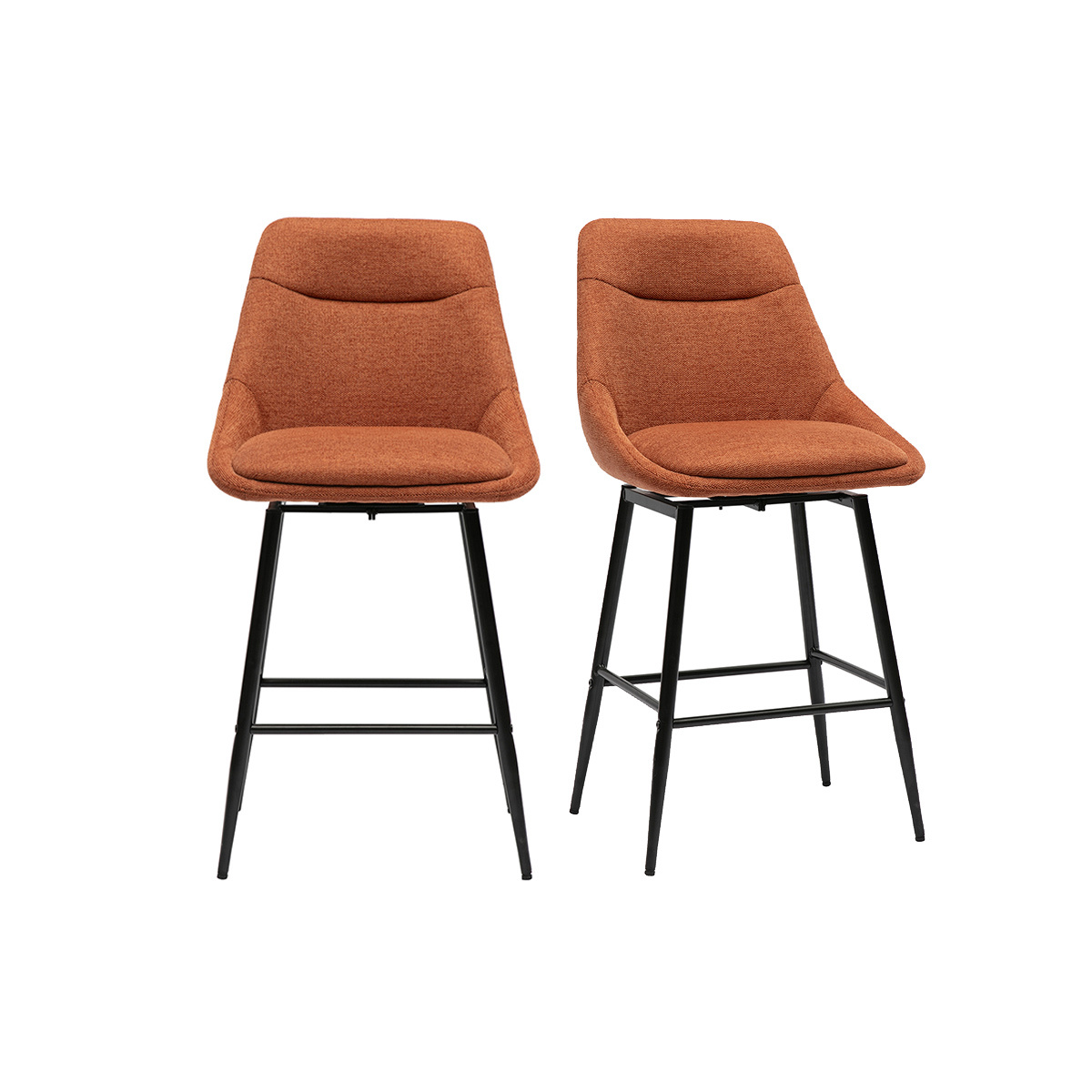 Sgabelli da bar girevoli 360° in tessuto effetto velluto testurizzato terra bruciata e metallo H66 cm (set di 2) ALESS