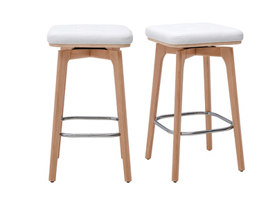 Sgabelli da bar girevoli 360&deg; bianchi e legno chiaro H67.5 cm (lotto di 2) GRAMMA