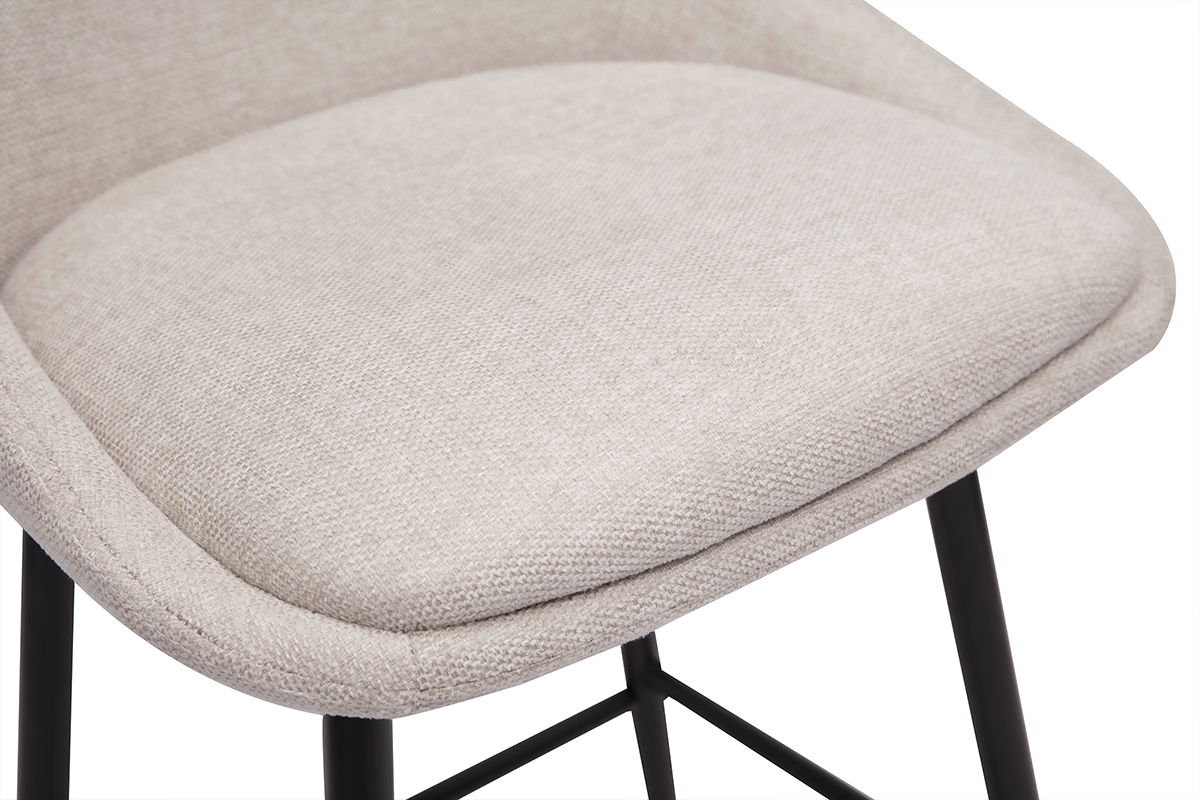 Sgabelli da bar girevoli a 360 in tessuto effetto velluto beige testurato e metallo H66 cm (set di 2) ALESS