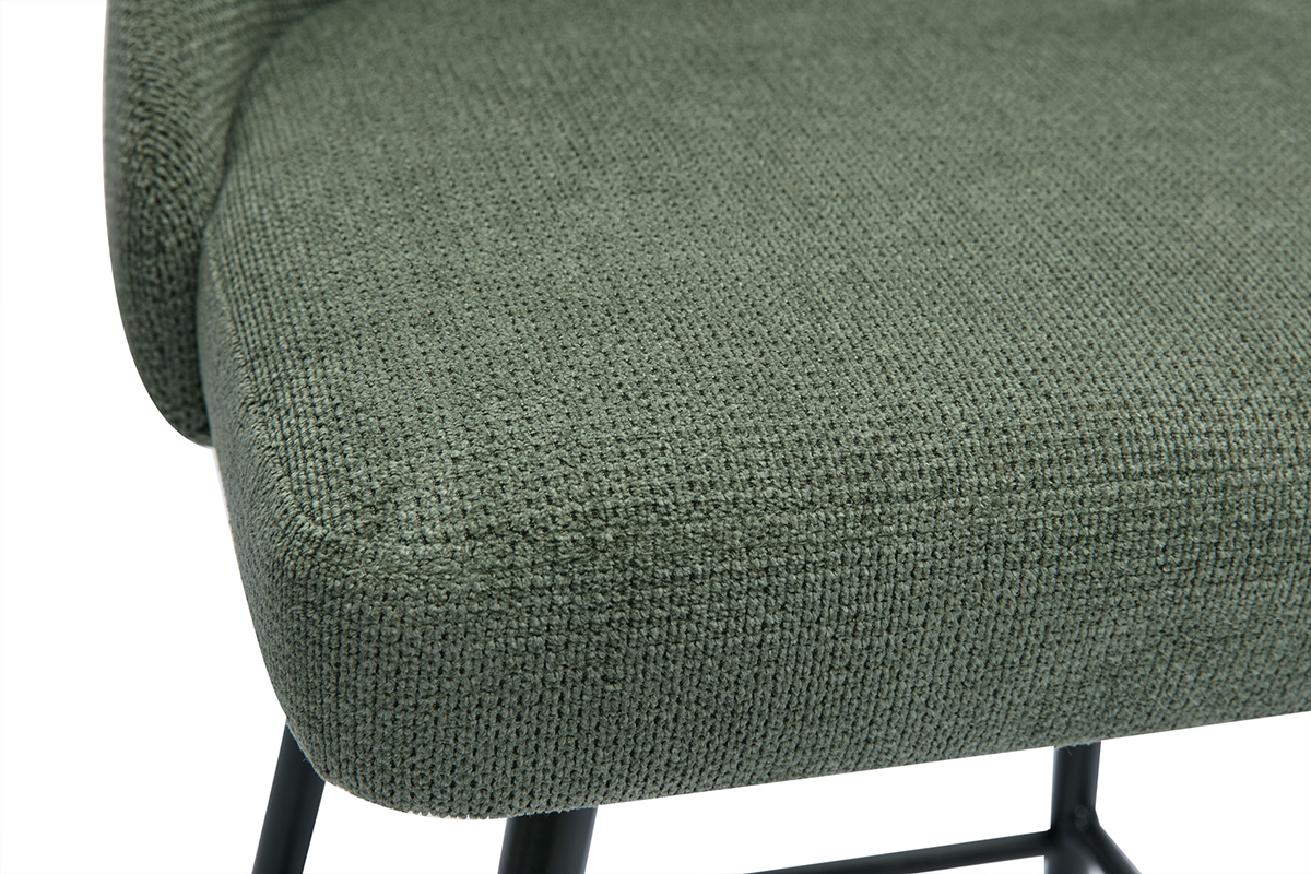 Sgabelli da bar girevoli a 360 in tessuto effetto velluto verde kaki e metallo H66 cm (set di 2) HASTA