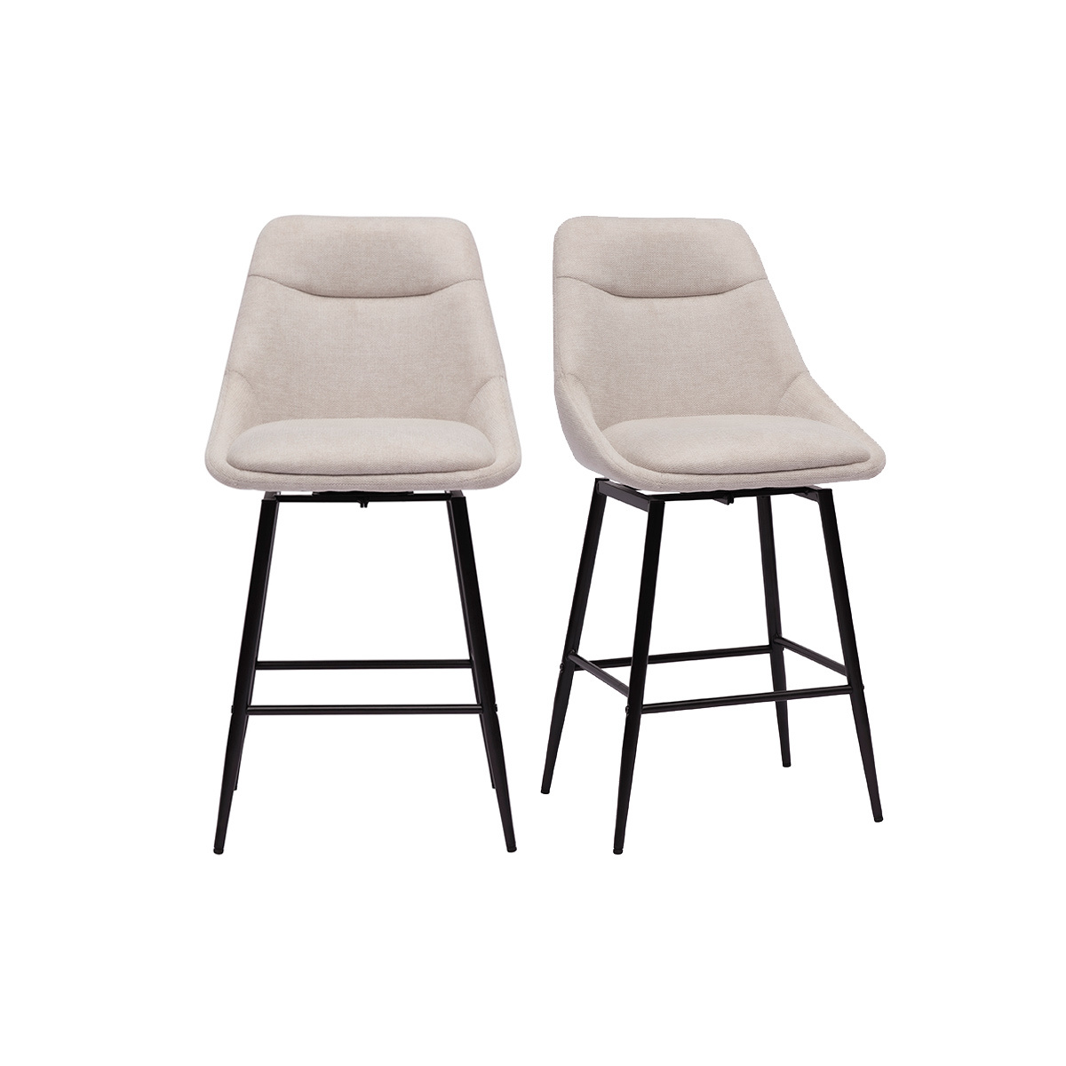 Sgabelli da bar girevoli a 360° in tessuto effetto velluto beige testurato e metallo H66 cm (set di 2) ALESS