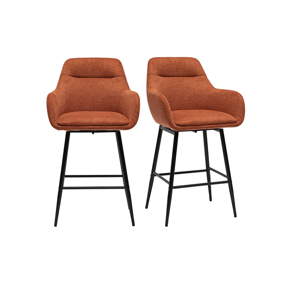 Sgabelli da bar girevoli a 360° in tessuto effetto velluto terra bruciata e metallo H65.5 cm (set di 2) ALESS