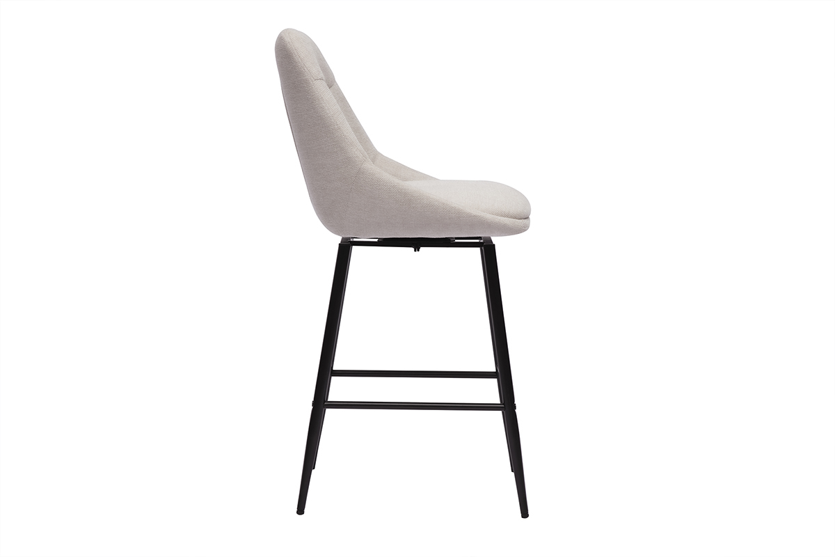 Sgabelli da bar girevoli a 360� in tessuto effetto velluto beige testurato e metallo H66 cm (set di 2) ALESS