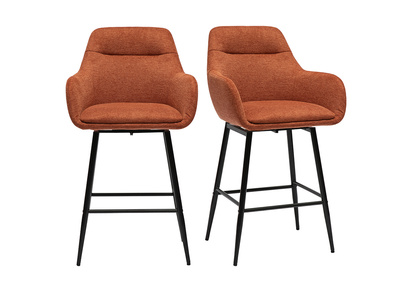 Sgabelli da bar girevoli a 360&deg; in tessuto effetto velluto terra bruciata e metallo H65.5 cm (set di 2) ALESS