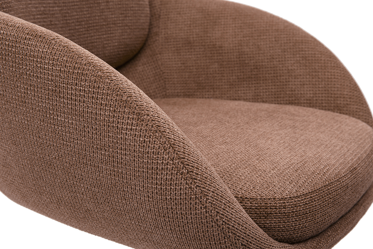 Sgabelli da bar girevoli regolabili a 360� in tessuto chenille color terra bruciata e metallo nero (lotto da 2) SLAKE