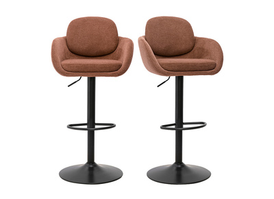Sgabelli da bar girevoli regolabili a 360&deg; in tessuto chenille color terra bruciata e metallo nero (lotto da 2) SLAKE