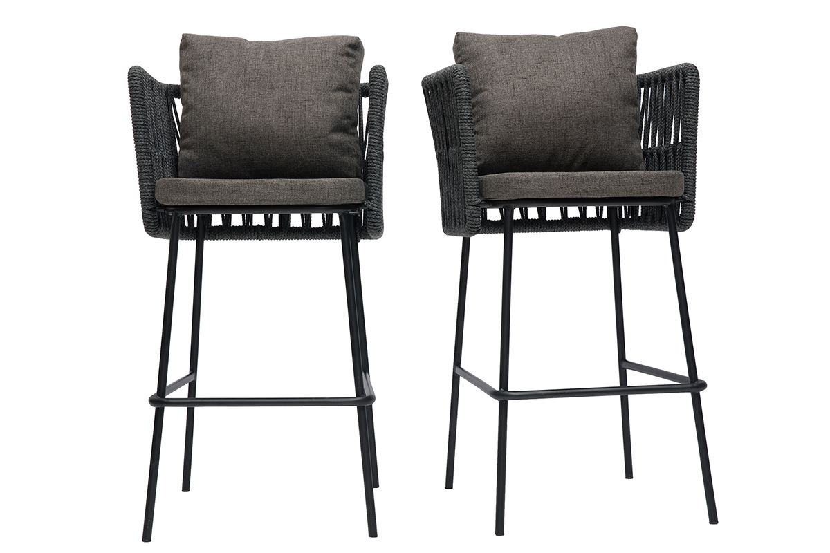 Sgabelli da bar grigi intrecciati da esterno 76 cm (set di 2) NALA