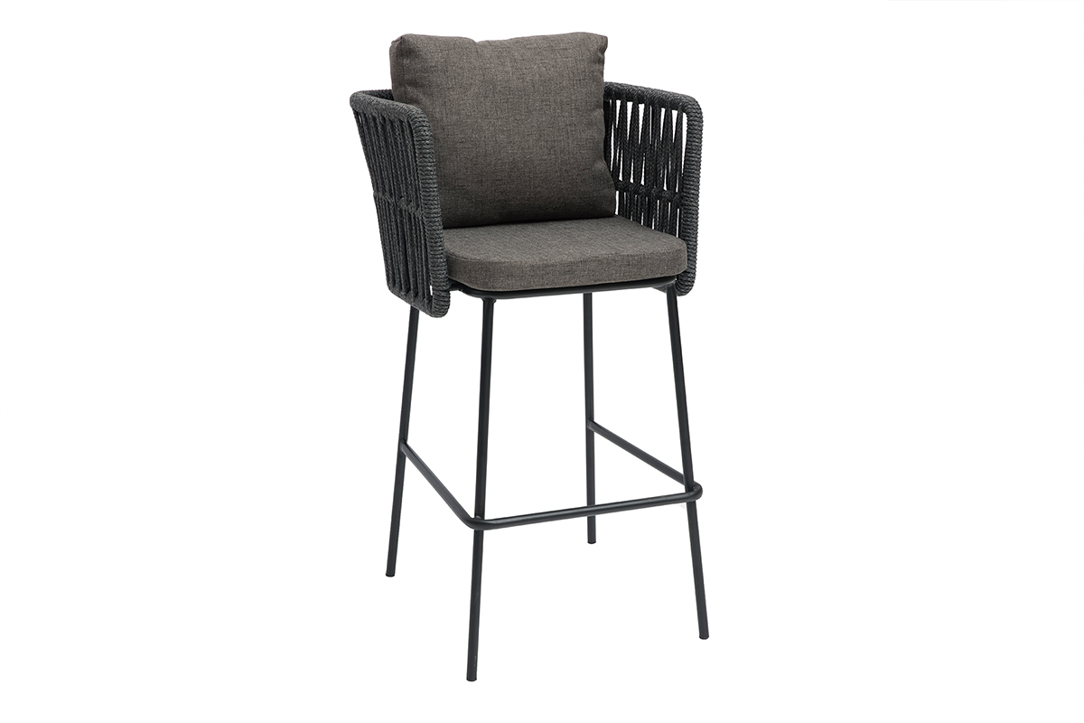 Sgabelli da bar grigi intrecciati da esterno 76 cm (set di 2) NALA