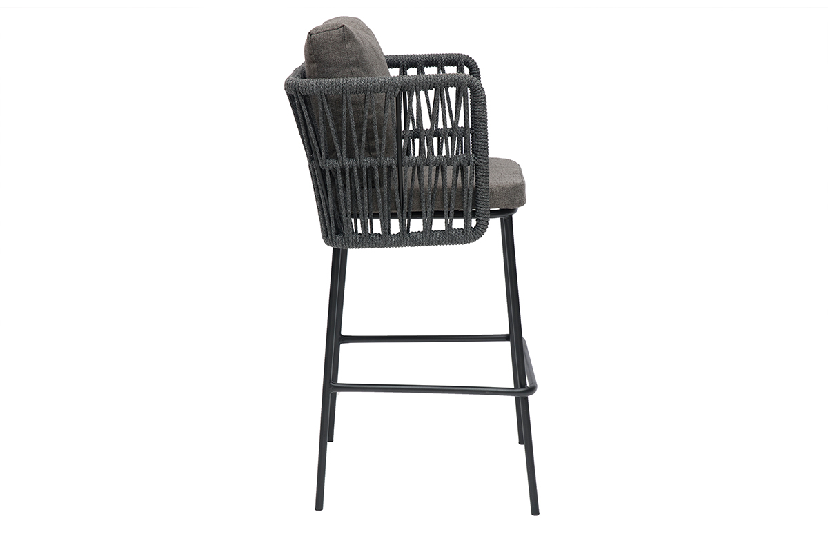 Sgabelli da bar grigi intrecciati da esterno 76 cm (set di 2) NALA
