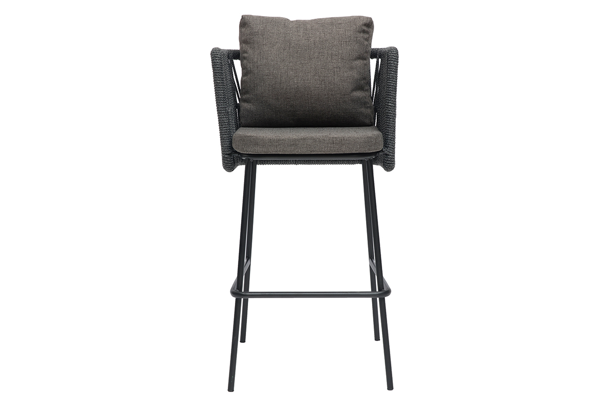 Sgabelli da bar grigi intrecciati da esterno 76 cm (set di 2) NALA