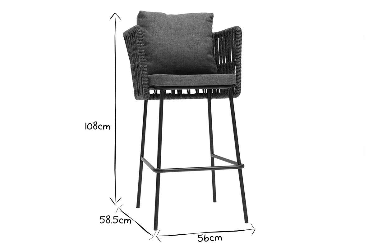 Sgabelli da bar grigi intrecciati da esterno 76 cm (set di 2) NALA