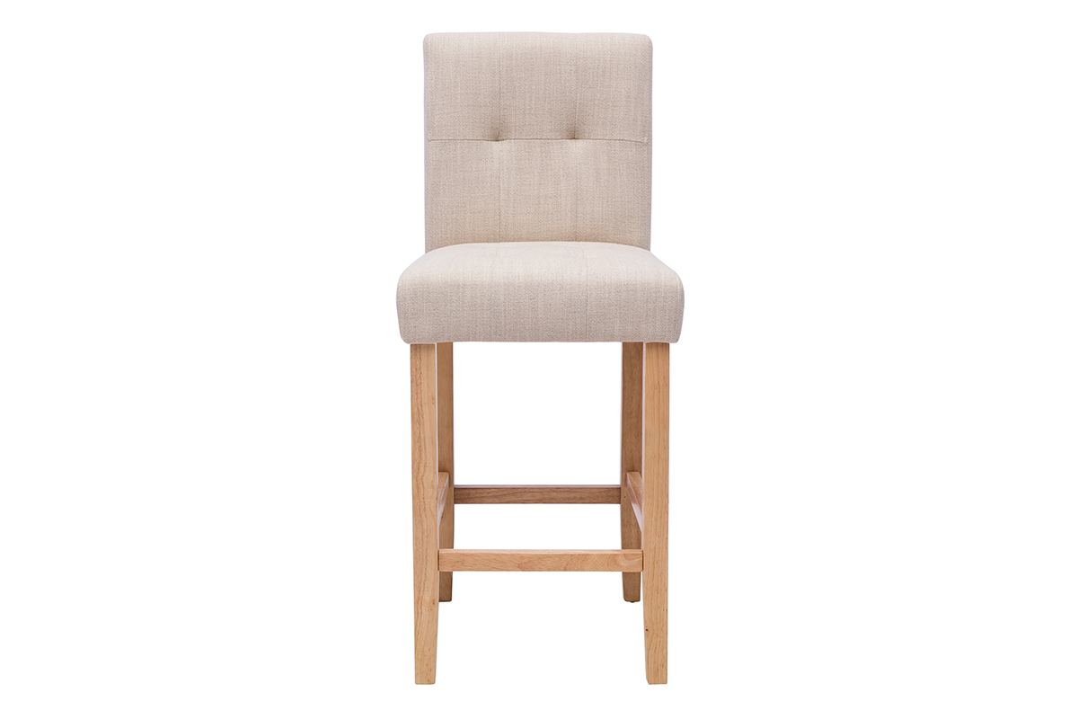 Sgabelli da bar imbottiti beige naturale e legno H66 cm (set di 2) ESTER