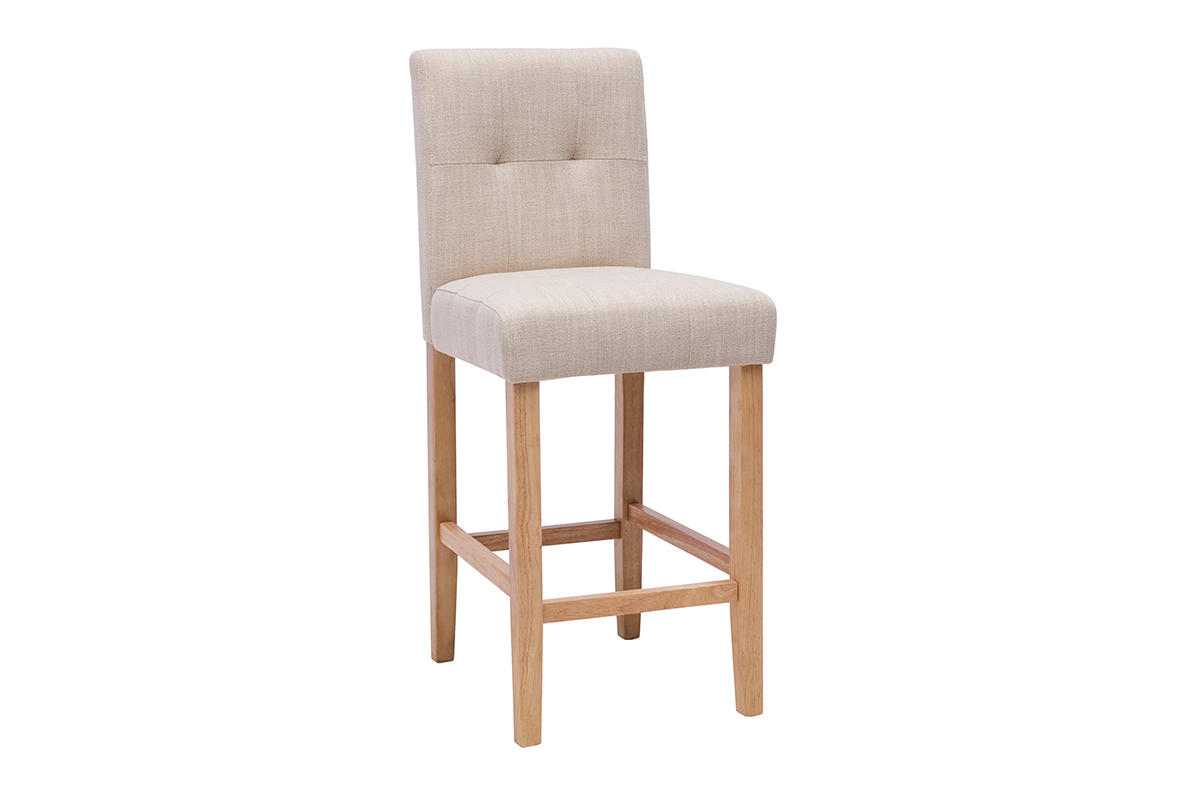 Sgabelli da bar imbottiti beige naturale e legno H66 cm (set di 2) ESTER