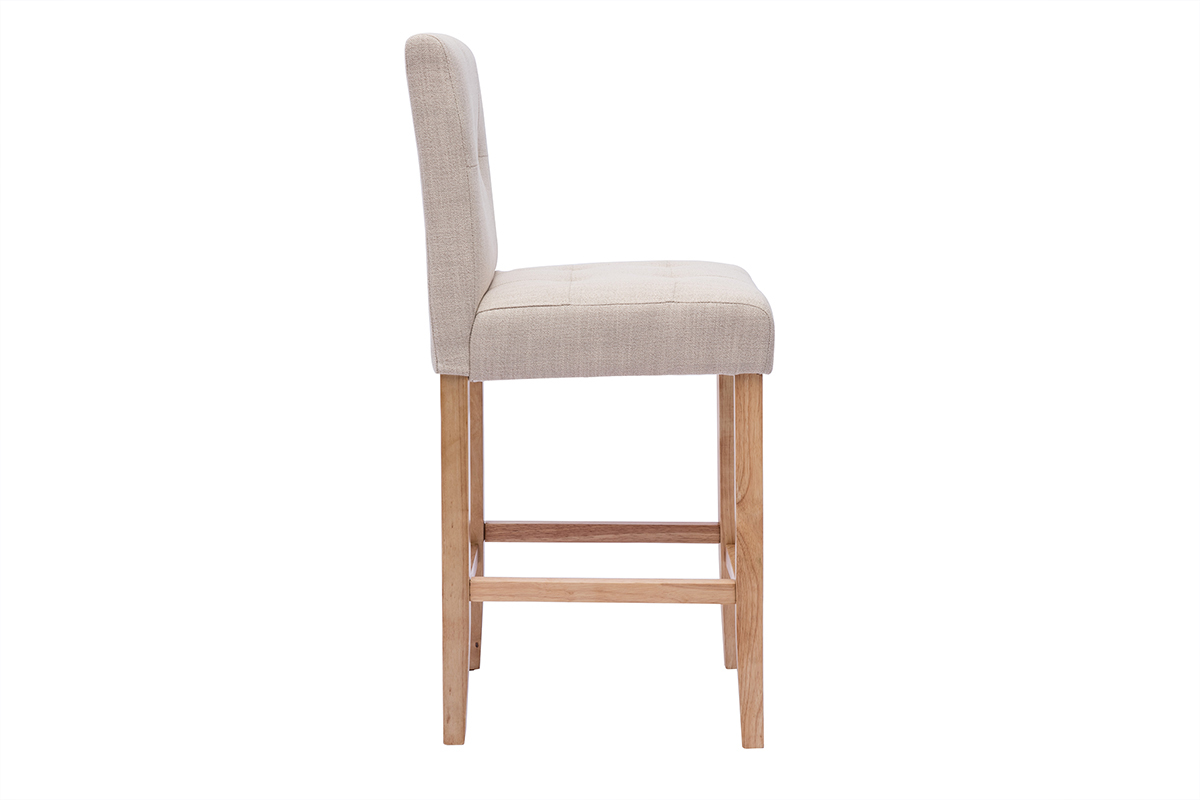Sgabelli da bar imbottiti beige naturale e legno H66 cm (set di 2) ESTER