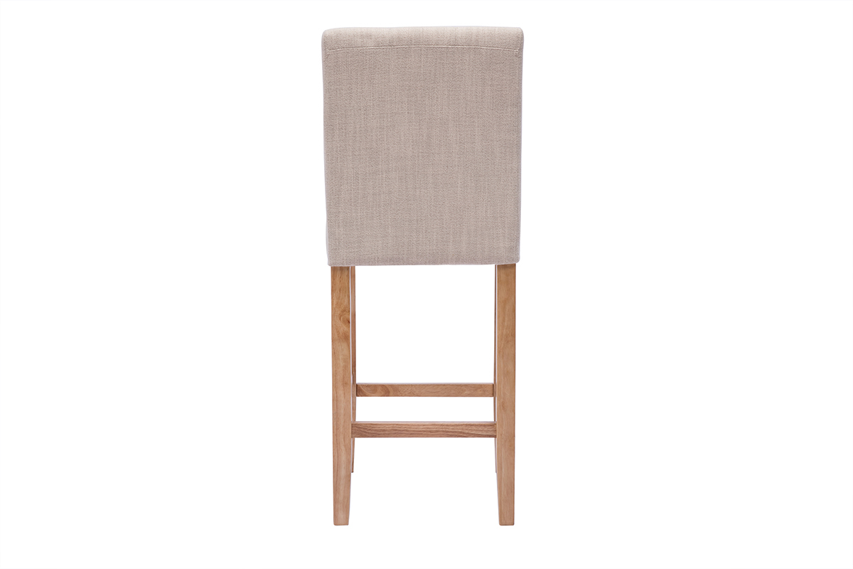 Sgabelli da bar imbottiti beige naturale e legno H66 cm (set di 2) ESTER