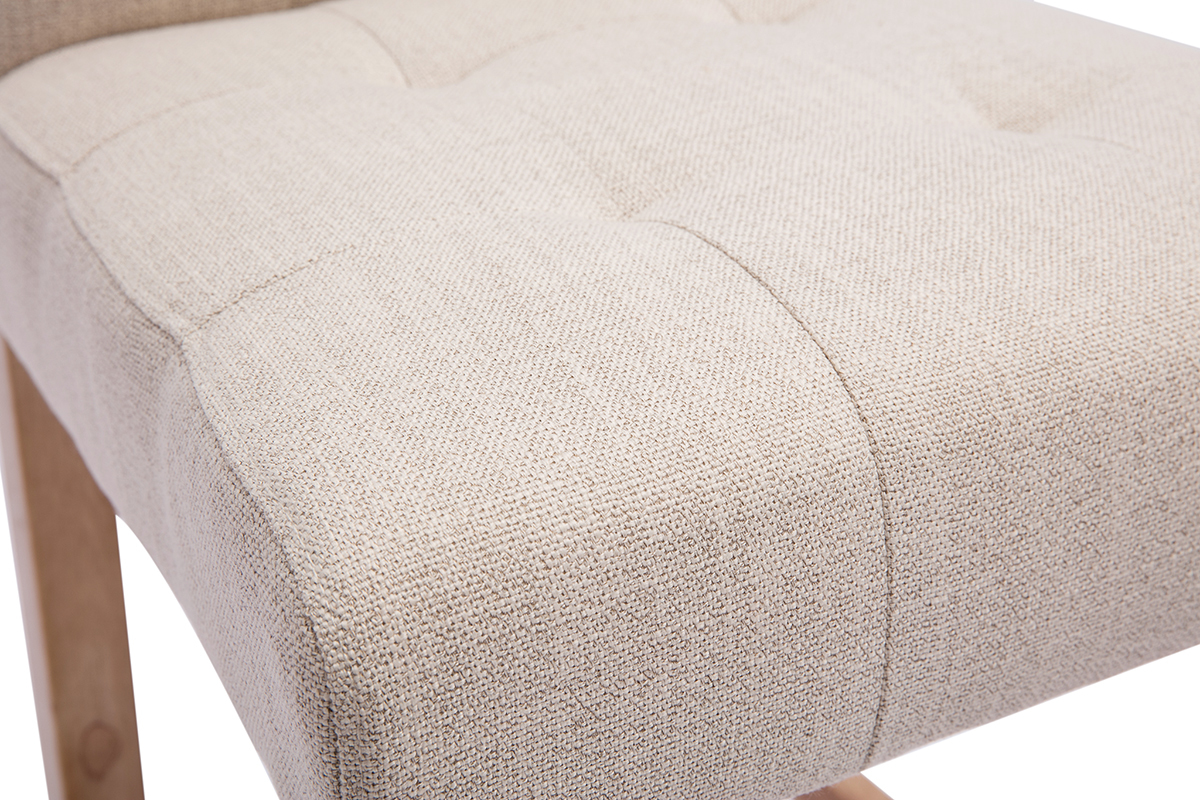 Sgabelli da bar imbottiti beige naturale e legno H66 cm (set di 2) ESTER