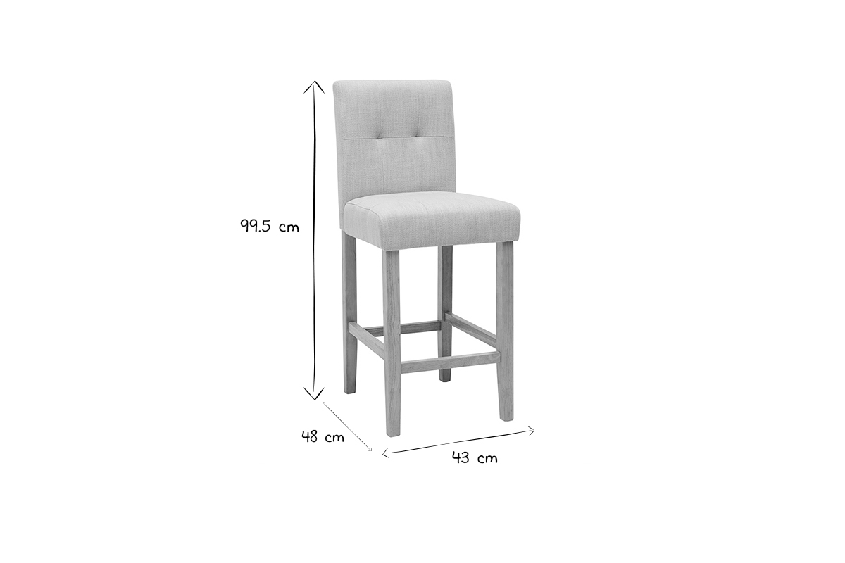 Sgabelli da bar imbottiti beige naturale e legno H66 cm (set di 2) ESTER
