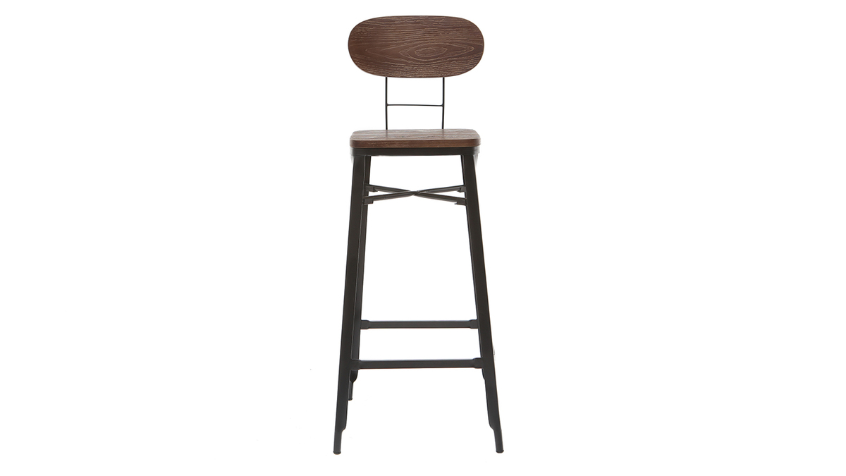 Sgabelli da bar in legno e metallo Nero altezza 75 cm set di 2 HOCKER