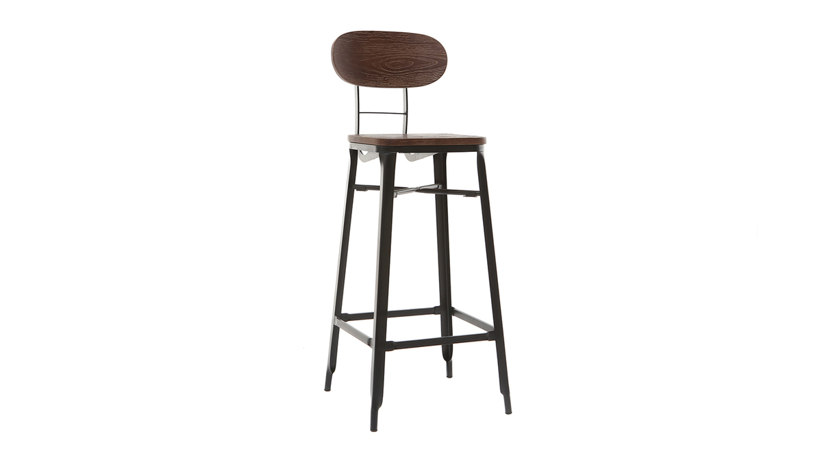 Sgabelli da bar in legno e metallo Nero altezza 75 cm set di 2 HOCKER