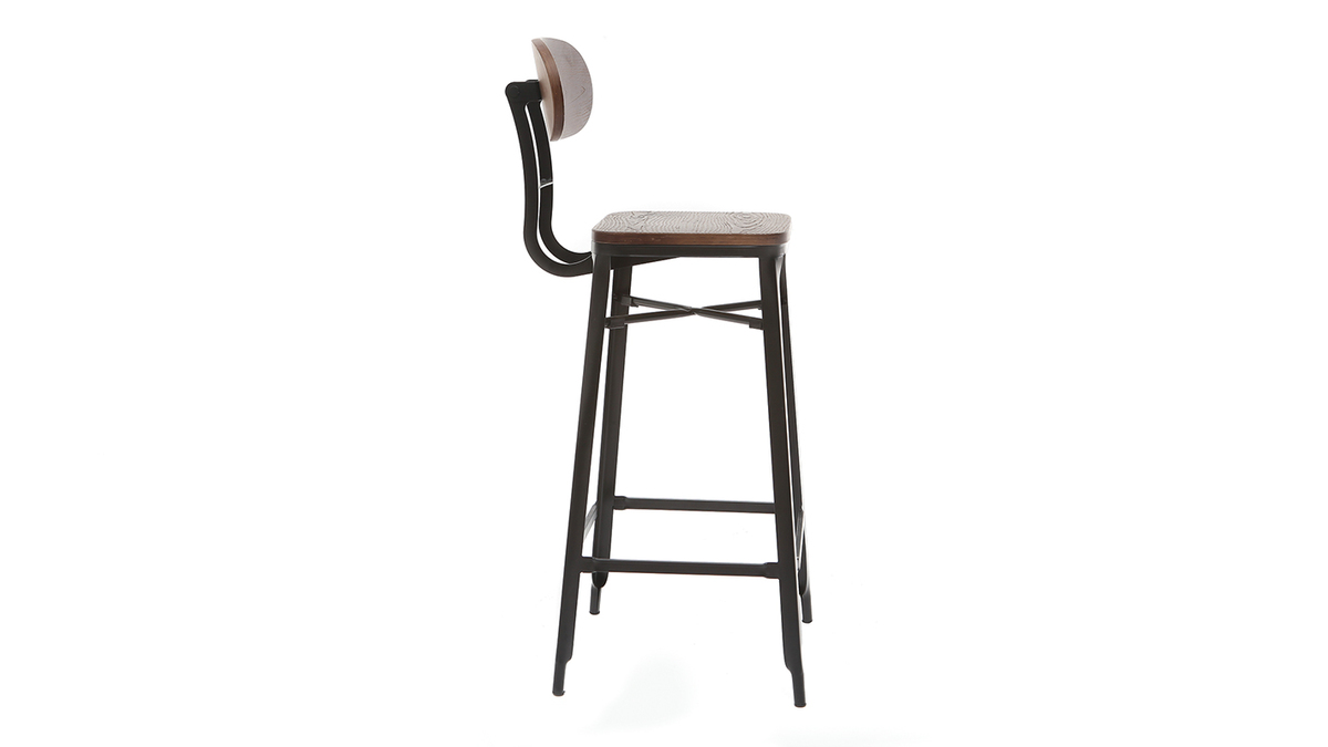 Sgabelli da bar in legno e metallo Nero altezza 75 cm set di 2 HOCKER