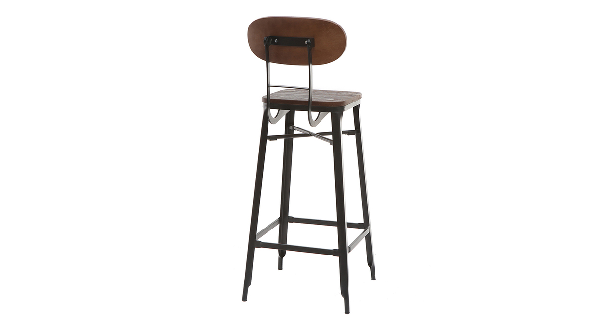 Sgabelli da bar in legno e metallo Nero altezza 75 cm set di 2 HOCKER
