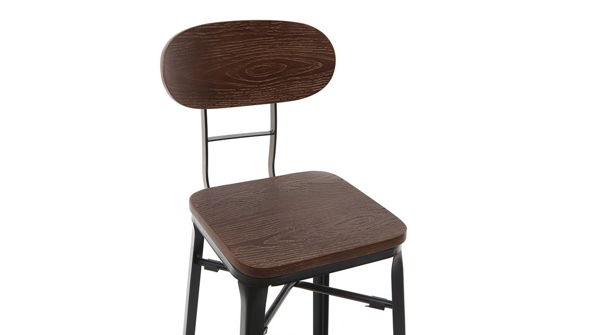 Sgabelli da bar in legno e metallo Nero altezza 75 cm set di 2 HOCKER