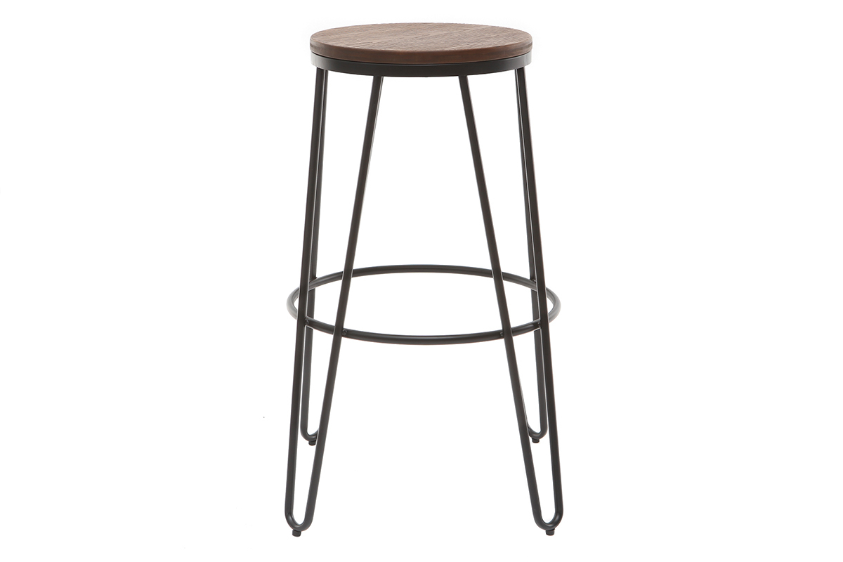 Sgabelli da bar in metallo Nero e in legno 75 cm set di 2 IGLA