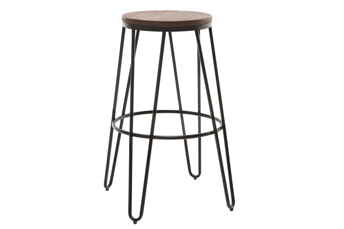 Sgabelli da bar in metallo Nero e in legno 75 cm set di 2 IGLA