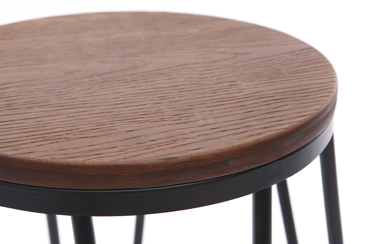 Sgabelli da bar in metallo Nero e in legno 75 cm set di 2 IGLA